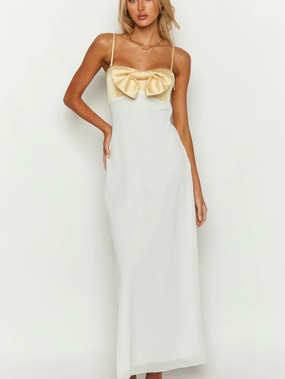 Honeydew Yellow Bow Maxi Dress